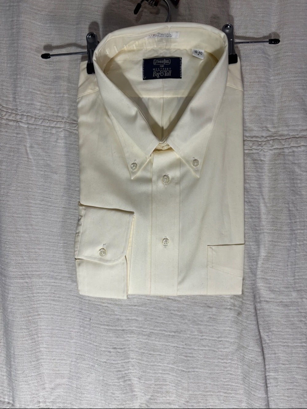 Gitman Brothers for WestportOxford Cloth Ecru/Ivory Button-Down Dress Big & Tall